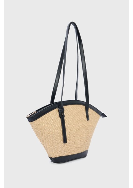 Hasır Sepet Çanta Siyah 12145289000