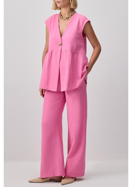 Lınen Textured Vest Trousers Set