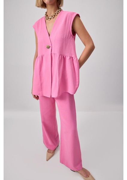 Lınen Textured Vest Trousers Set fiyatları