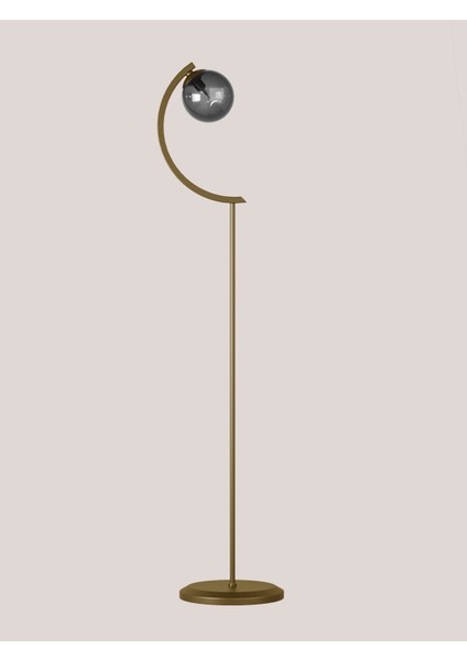 Stella Siyah Metal Gövdeli Tek Füme Cam Küre Lambader – Modern Tasarım Yer Lambası modelleri