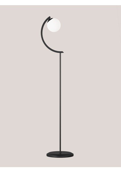 Stella Siyah Metal Gövdeli Tek Beyaz Cam Küre Lambader – Modern Tasarım Yer Lambası fiyatları