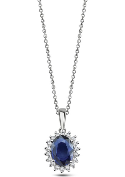 1.00 Karat Pırlanta Oval Safir Kolye fırsatları