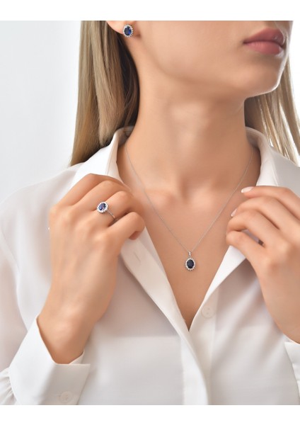 1.00 Karat Pırlanta Oval Safir Kolye fiyatları