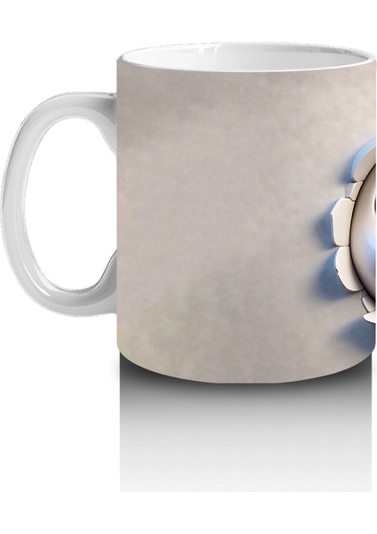 Geniş Gözlü Komik Yüz Maskotu – Baskılı Kahve Kupası fiyatları