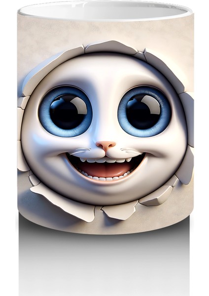 Geniş Gözlü Komik Yüz Maskotu – Baskılı Kahve Kupası modelleri