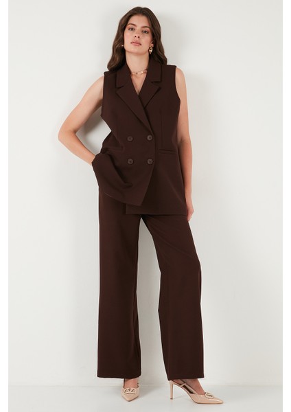 Wide Leg Orta Yüksek Bel Bol Paça Kumaş Pantolon Bayan Pantolon 6522974 modelleri