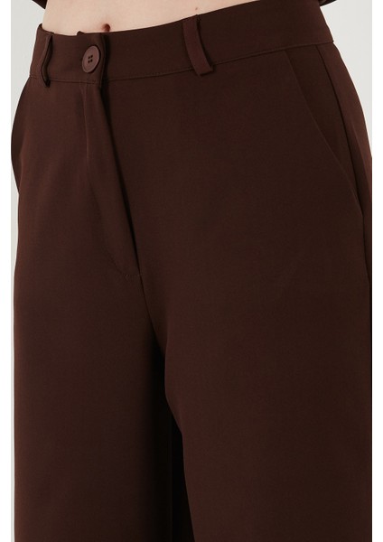 Wide Leg Orta Yüksek Bel Bol Paça Kumaş Pantolon Bayan Pantolon 6522974 fırsatları