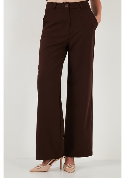 Wide Leg Orta Yüksek Bel Bol Paça Kumaş Pantolon Bayan Pantolon 6522974 indirimleri