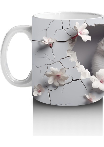 Beyaz Çiçeklerle Süslenmiş Baykuş – Baskılı Kahve Kupası fiyatları