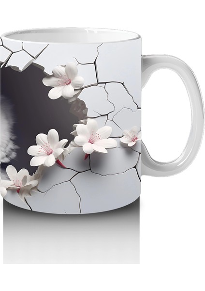 Beyaz Çiçeklerle Süslenmiş Baykuş – Baskılı Kahve Kupası fırsatları