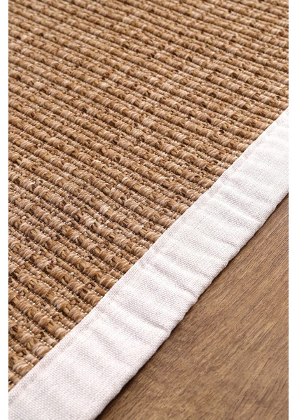 0465-KREM Kumaş Bordür Sisal Halı Kilim Hav Toz Vermez Kolay Temizlenen Hasır Kilim indirimleri