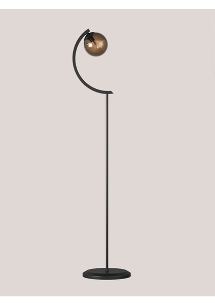 Stella Siyah Metal Gövdeli Tek Bal Cam Küre Lambader – Modern Tasarım Yer Lambası modelleri