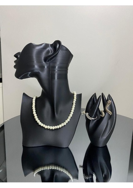 Şık Dekoratif Takı Mankeni Seti, Takı Standı ve Organizer, Siyah Renk fırsatları