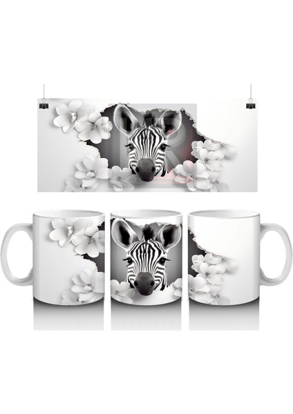 Bulutlar Arasında Sevimli Zebra – Baskılı Kahve Kupası
