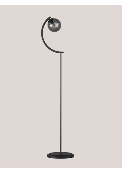 Stella Siyah Metal Gövdeli Tek Füme Cam Küre Lambader – Modern Tasarım Yer Lambası fiyatları