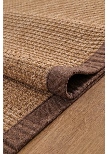 0465-KAHVERENGI Kumaş Bordür Sisal Halı Kilim Hav Toz Vermez Kolay Temizlenen Hasır Kilim modelleri