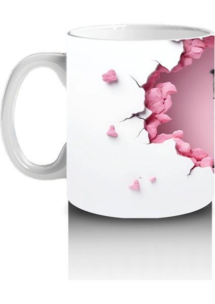 Pembe Kalplerle Çevrili Schnauzer Cinsi Sevimli Köpek - Baskılı Kahve Kupası fiyatları