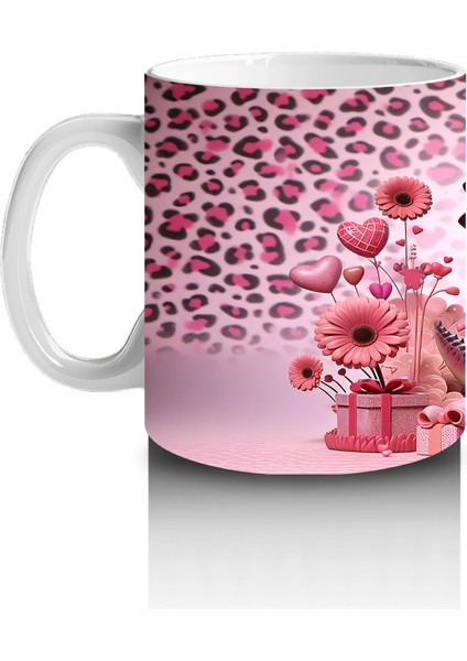 Leopar Desenli Zeminde Kurdeleli Dinozor ve Hediyeler - Baskılı Kahve Kupası fiyatları