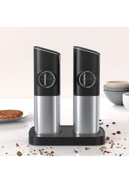 Tuz ve Karabiber Öğütücü Seti, Elektrikli Karabiber Öğütücü USB Şarj Edilebilir, Anahtarlı Otomatik Yerçekimi Öğütücü (Yurt Dışından) indirimleri