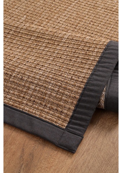 0465-ANTRASIT Kumaş Bordür Sisal Halı Kilim Hav Toz Vermez Kolay Temizlenen Hasır Kilim