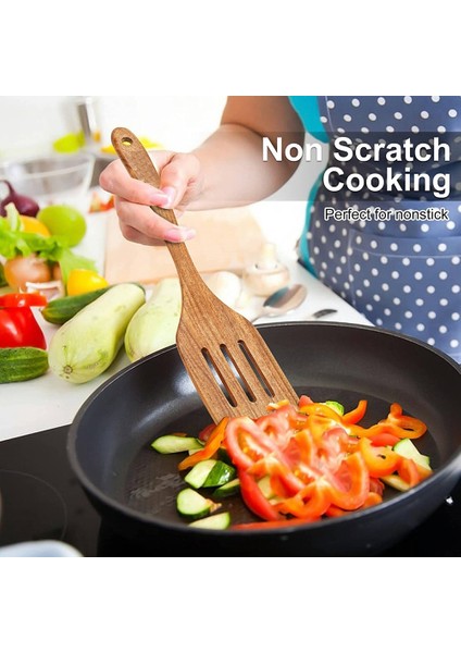 Ahşap Pişirme Gereçleri, Tutucu Tik Ahşap Kaşık ve Yemek Pişirmek Için Ahşap Spatula ile Mutfak Gereçleri Seti (Yurt Dışından) fiyatları
