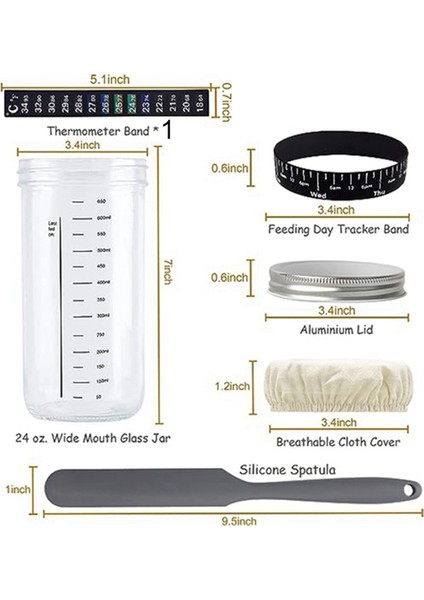 Cam Hava Geçirmez Kavanoz Ekşi Maya Yapıcı Kapaklı ve Ölçekli Doğal Fermantasyon Kavanozu Hamur Fermantasyon Kiti (Yurt Dışından) fiyatları