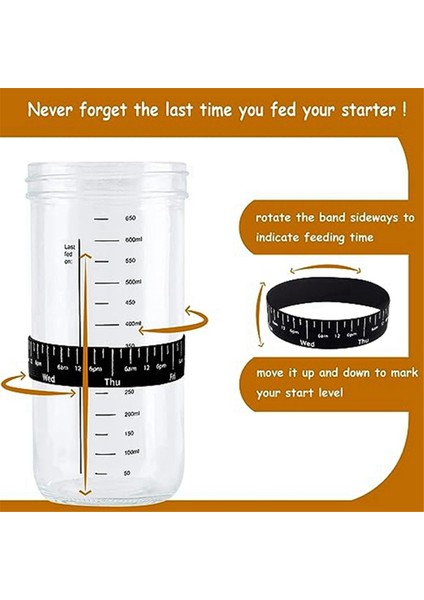 Cam Hava Geçirmez Kavanoz Ekşi Maya Yapıcı Kapaklı ve Ölçekli Doğal Fermantasyon Kavanozu Hamur Fermantasyon Kiti (Yurt Dışından) fırsatları