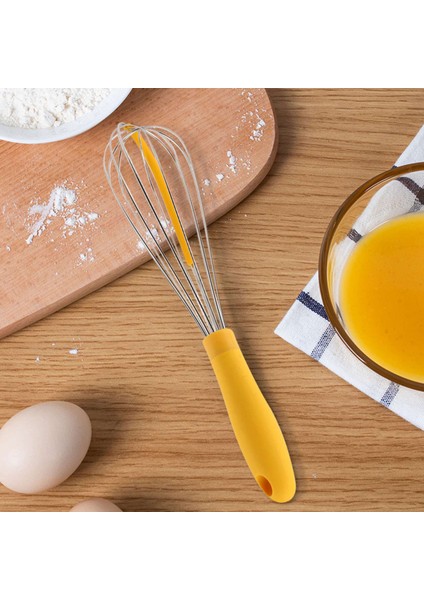 Silikon Kazıyıcılı 304 Paslanmaz Çelik Balon Çırpıcı - Karıştırma Için Zarif Saplı ve Kalın Tel Balon Çırpıcı, Sarı (Yurt Dışından) modelleri