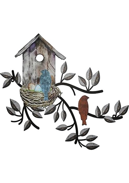 Kuş Duvar Dekoru Metal Kuş Dekoru Duvar Dış Mekan Kuş Duvar Sanatı Asılı Metal Ağaç Kuş Evi ile Oturma Odası Için (Yurt Dışından)