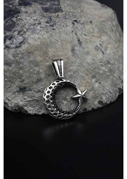 Kolye Ucu 925 Ayar Gümüş Ay Yıldızlı (Ayyıldızlı) 902047