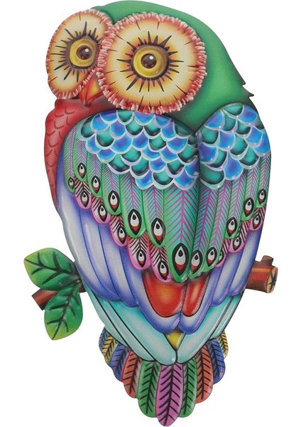 Duvar Dekorasyonu Metal Sanat Asılı Metal Kuş Duvar Işareti Asılı Kuş Heykeli Baykuşlar Dekor Renkli Baykuş Heykeli Ev Dekoru B (Yurt Dışından)