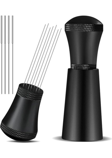 Alaşımlı Kahve Dağıtıcı Karıştırıcılar, Standlı, 0.3mm Kalın Paslanmaz Çelik 7 Iğneler Aracı Espresso Dağıtım Siyah (Yurt Dışından)