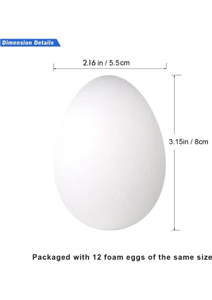 12 Paket 3 Inç Paskalya Köpük Yumurta Beyaz Strafor Yumurta Zanaat Yumurta Köpüğü Doğal Polistiren Yumurta Köpüğü El Yapımı Yumurta Topu (Yurt Dışından) fiyatları