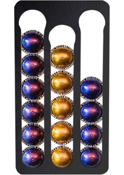 Nespresso Vertuo Kapsülleri Için Kahve Kapsülü Tutucu, Kahve Kapsülleri Için Duvara Monte Depolama Rafı, Kapasite: 17, Siyah (Yurt Dışından)