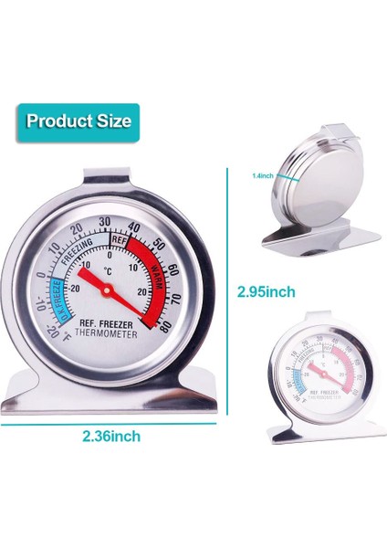 Parça Buzdolabı Termometresi, Dondurucu Buzdolabı Soğutucu Için Kırmızı Göstergeli Termometre, Askılı Kanca ve Stand (Yurt Dışından) fırsatları