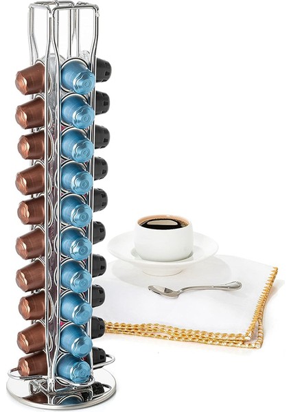 Nespresso Pod Tutucu Stand Raf Ekranı Kahve Kapsülleri Paslanmaz Metal Tutucular Döndürülebilir Raflar 40 Kahve Podunu Tutar (Yurt Dışından) fiyatları