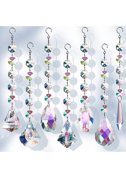 Kristalli Güneş Tutucular, 7 Adet Asma Kristalli Pencereler Için Güneş Tutucular, Renkli Kristaller Prizmalar Cam Sarkıt (Yurt Dışından) fiyatları