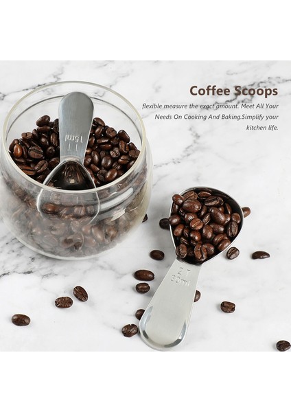 Kahve Kepçesi Seti, 2 Parça Kahve Ölçü Kaşıkları, 1 Yemek Kaşığı (15 Ml) ve 1 Yemek Kaşığı (30 Ml), 2 Parça Uzun Kahve Poşeti Sızdırmazlık Klipsleri (Yurt Dışından) modelleri