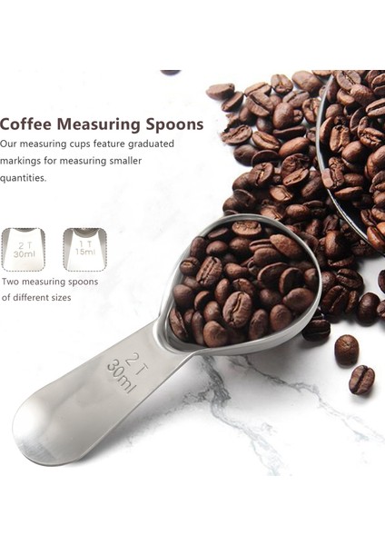 Kahve Kepçesi Seti, 2 Parça Kahve Ölçü Kaşıkları, 1 Yemek Kaşığı (15 Ml) ve 1 Yemek Kaşığı (30 Ml), 2 Parça Uzun Kahve Poşeti Sızdırmazlık Klipsleri (Yurt Dışından) fırsatları