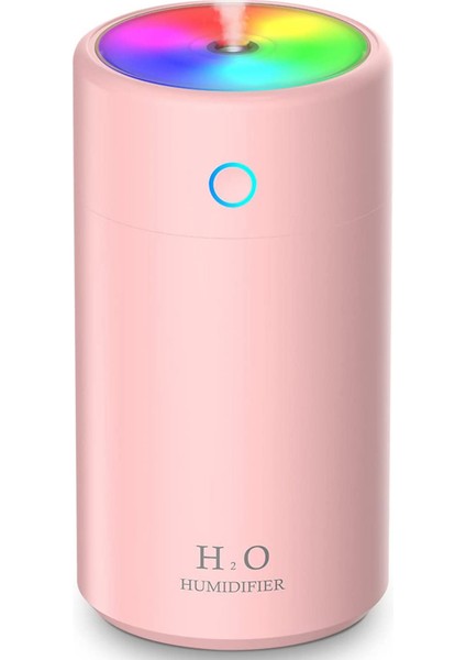 Nemlendirici Mini USB Hava Nemlendirici 400 ml Renkli Gece Lambası ile Otomatik Kapanma Ev Araba Yatak Odası Ofis Pembe (Yurt Dışından)