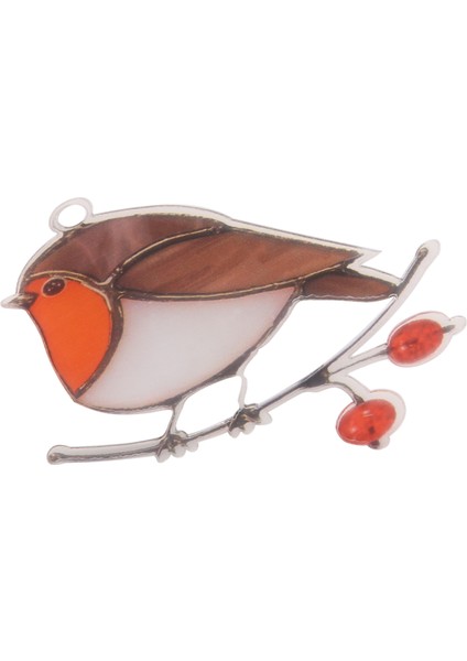 Tel Üzerinde Çok Renkli Kuşlar Asılı Yüksek Lekeli Akrilik Suncatcher Yaratıcı Pencere Paneli Ev Odası Dekor-Oturan Robin (Yurt Dışından)