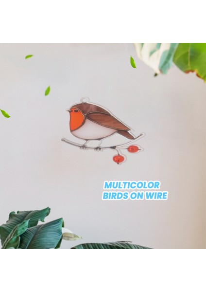 Tel Üzerinde Çok Renkli Kuşlar Asılı Yüksek Lekeli Akrilik Suncatcher Yaratıcı Pencere Paneli Ev Odası Dekor-Oturan Robin (Yurt Dışından) fiyatları