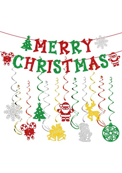 Noel Banner ve Glitter Noel Işaretleri Banner Noel Banner Parti Süslemeleri Duvar Parti Malzemeleri Kiti Için (Yurt Dışından)