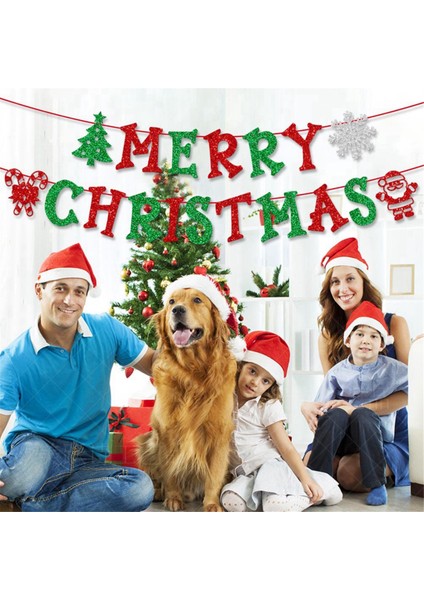 Noel Banner ve Glitter Noel Işaretleri Banner Noel Banner Parti Süslemeleri Duvar Parti Malzemeleri Kiti Için (Yurt Dışından) modelleri