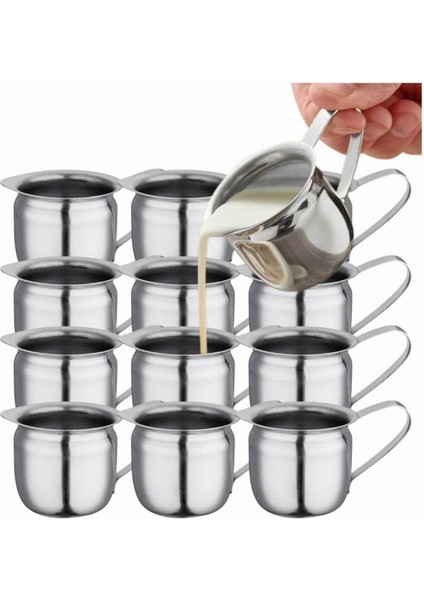 12 Adet Paslanmaz Çelik Kahve Kreması, Espresso Sürahisi 3 Oz Metal Krema Sürahisi, Krema Kupası Küçük Krema Dökme Sürahisi (Yurt Dışından)