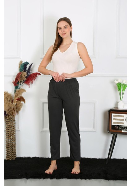Kadın Pamuk Penye Tek Alt Pijama Füme 27514 modelleri