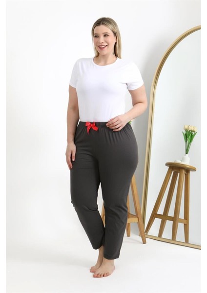 Kadın Pamuklu Büyük Beden Alt Pijama Füme fırsatları