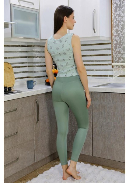 Kadın Crop Büstiyer Tayt Alt Üst Takım Su Yeşili fırsatları