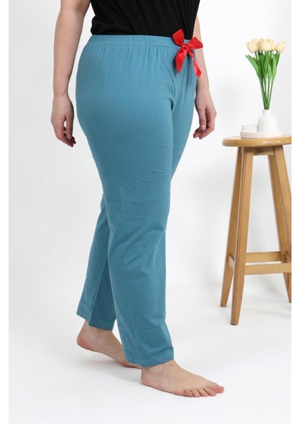 Kadın Pamuklu Büyük Beden Alt Pijama Petrol modelleri
