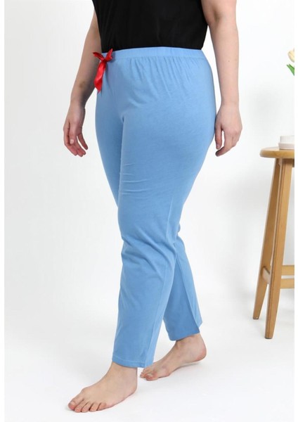 Kadın Pamuklu Büyük Beden Alt Pijama Mavi modelleri